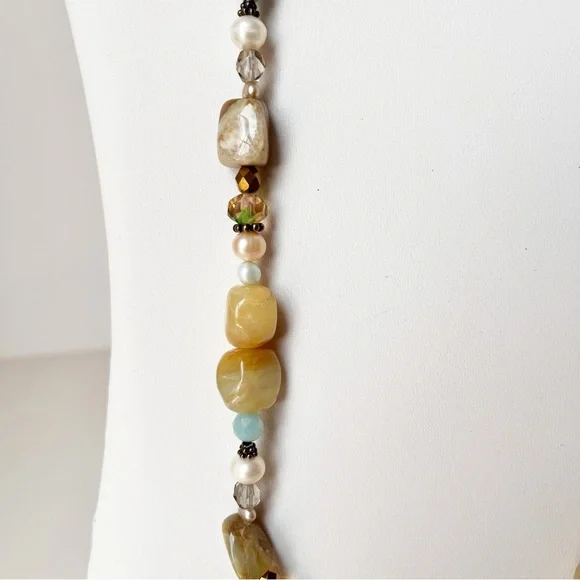 Vintage Peyote Bird 925 Sterling Silver and Multicolor Gemstone Beaded Necklace - Picture 12 of 16